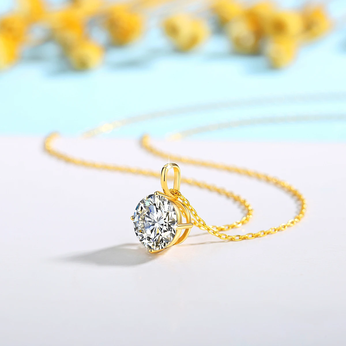 Hot Sale 100% Real 14k AU585 Gold Pendant D Color Moissanite Necklace For Women 0.5ct/1ct/2ct/3ct Luxury Engagement Jewelry - Image 3