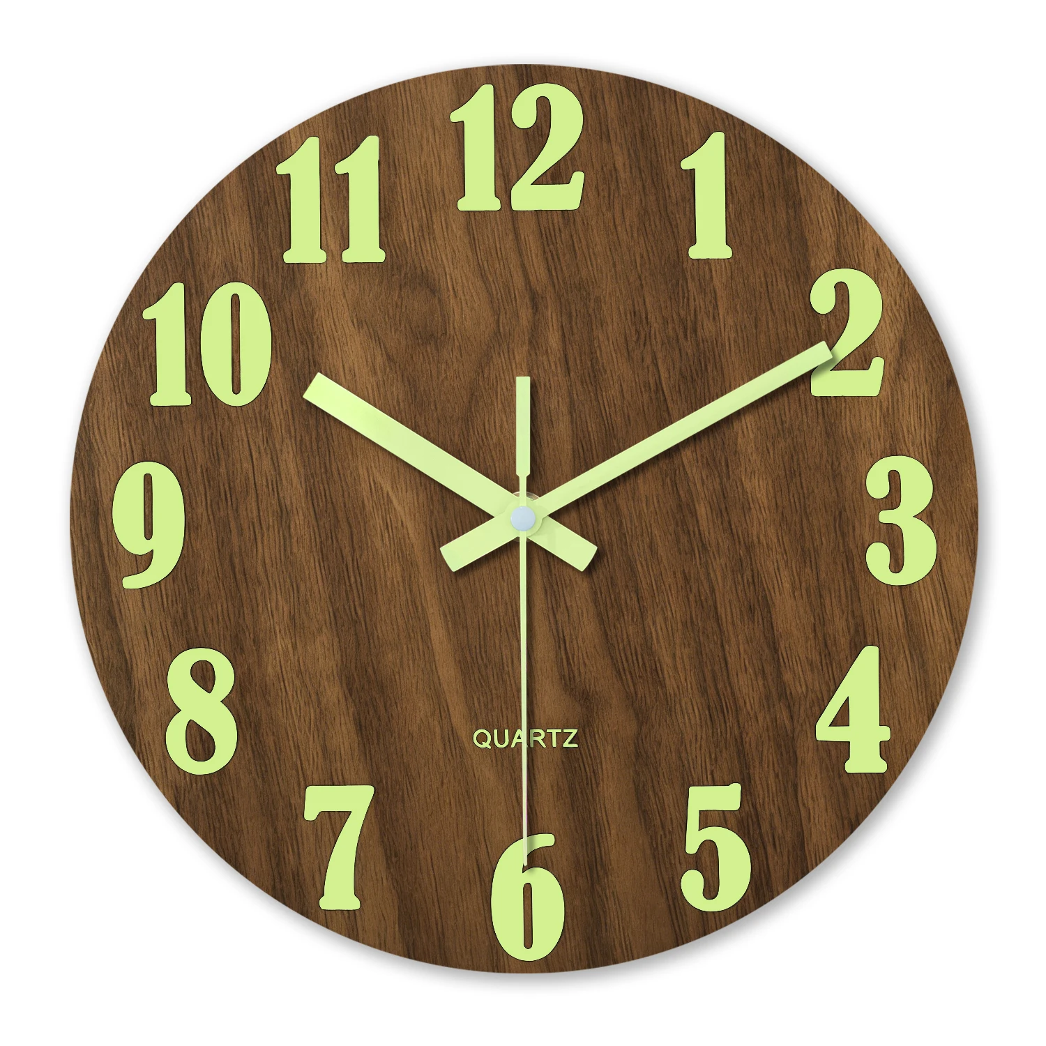 12 Inch Luminous Wall Clock Wood Silent light in dark night Nordic Fashion Wall Clock Non Ticking Clock With Night Light - Image 2