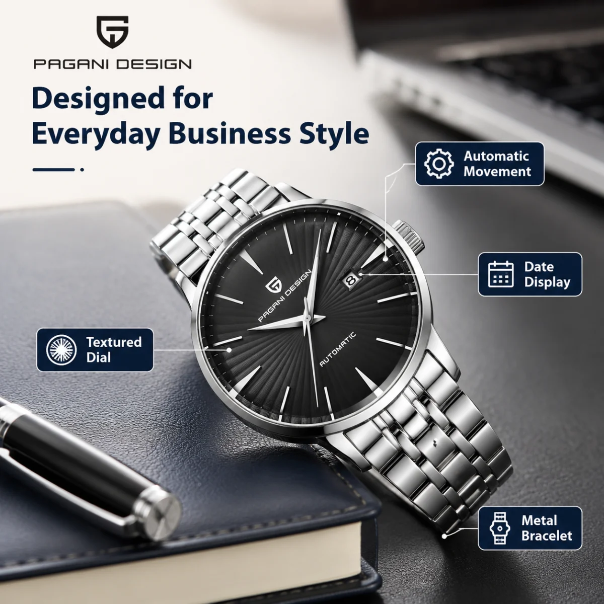 PAGANI DESIGN Men's Watch Fashion Sports Luxury Men's Stainless Steel Automatic Mechanical Business Watch - Image 4