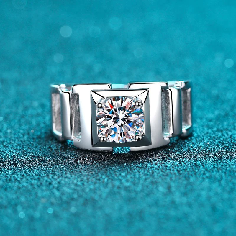 NeeTim 1ct Moissanite Ring For Man 925 Sterling Silver Engagement Wedding Band With Certificate Men Ring Fine Jewelry Wholesale - Image 3
