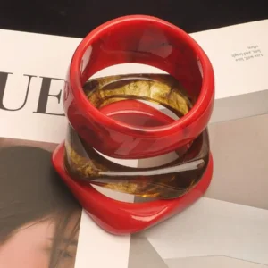 3pcs Retro Acrylic Bangle Bracelet Set Minimalist Stackable For Daily Wear