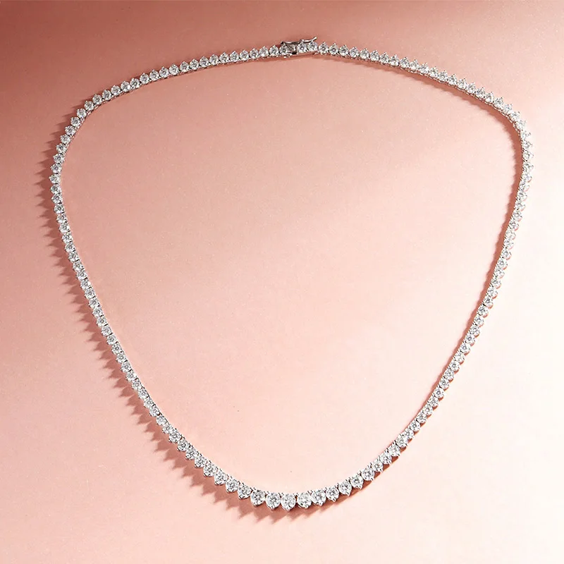 Smyoue 3 Claws Gradient Moissanite Tennis Necklace for Women Sparkling Full Diamond Luxury Jewelry Sterling Silver 925 Chain - Image 2