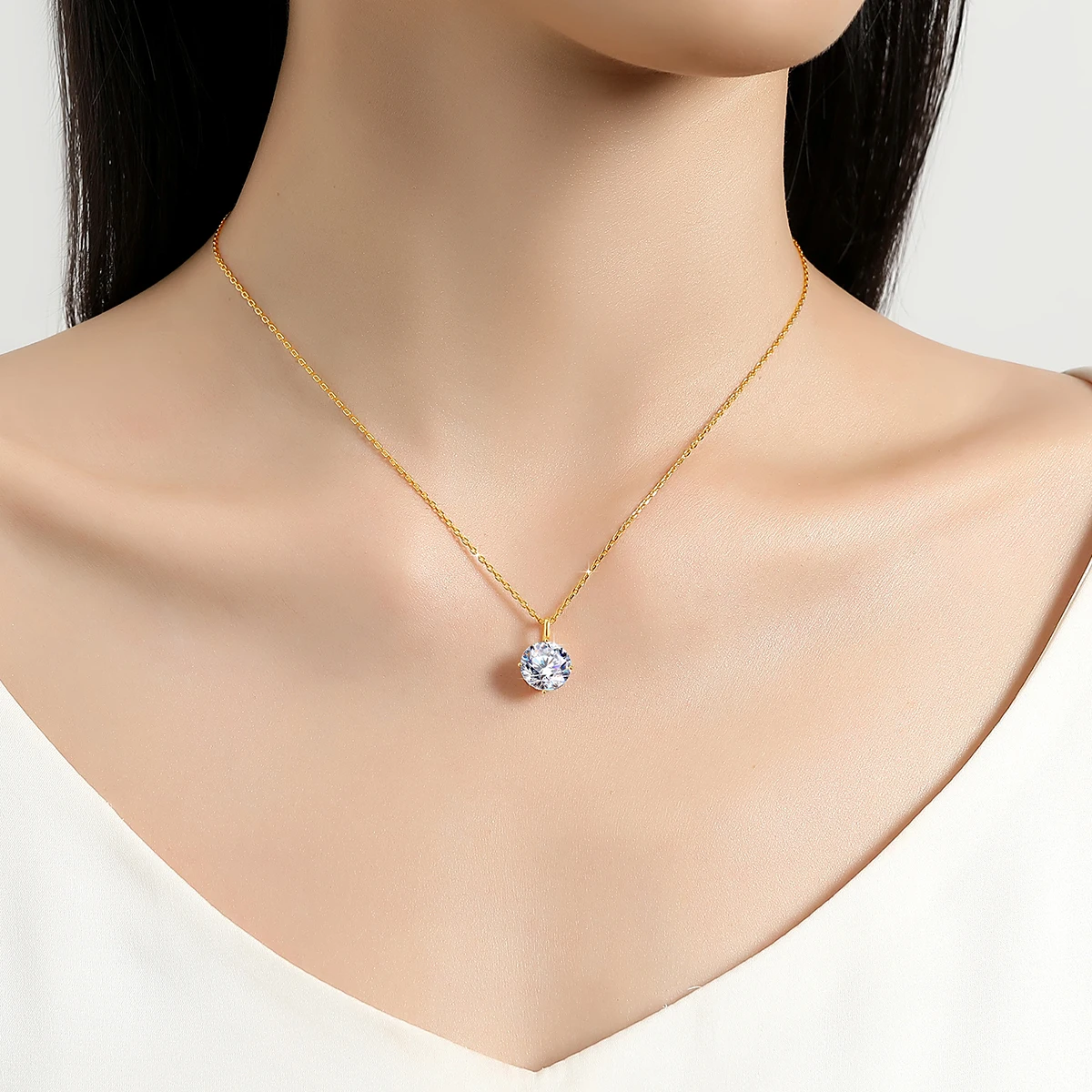 Hot Sale 100% Real 14k AU585 Gold Pendant D Color Moissanite Necklace For Women 0.5ct/1ct/2ct/3ct Luxury Engagement Jewelry - Image 5