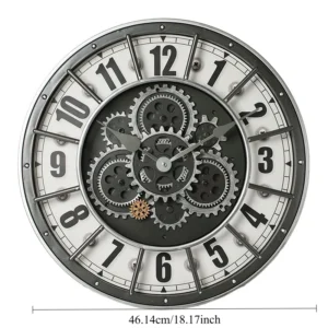 Retro Industrial Roman Wall Clock Gear Rotation Clock Living Room Decorative Wall Clock Stylish Silent Wall Clock Quartz Clock