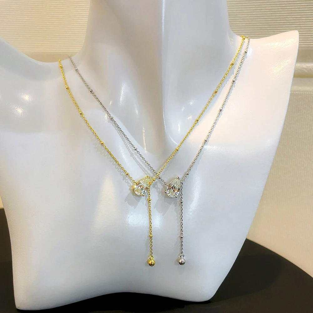Certified 1/2/3Carat Waterdrop Moissanite Pendant Necklace For Woman S925 Silver Y-Style Pear Cut Solitaire Diamond Neckchain - Image 6