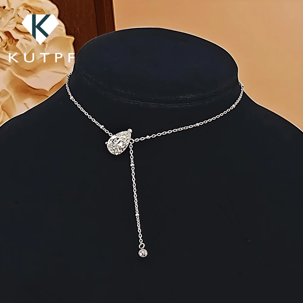 Certified 1/2/3Carat Waterdrop Moissanite Pendant Necklace For Woman S925 Silver Y-Style Pear Cut Solitaire Diamond Neckchain - Image 2