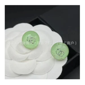 Double Green Pink White Round Resin Stud Earrings Fashion Trend Versatile Earrings
