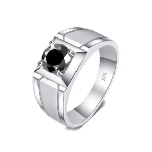 Szjinao 2 Carat Black Moissanite Ring Men 925 Sterling Silver Engagement Wedding Mens Jewellery 2024 Trend High Quality Gift New