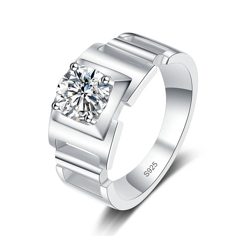 NeeTim 1ct Moissanite Ring For Man 925 Sterling Silver Engagement Wedding Band With Certificate Men Ring Fine Jewelry Wholesale - Image 7
