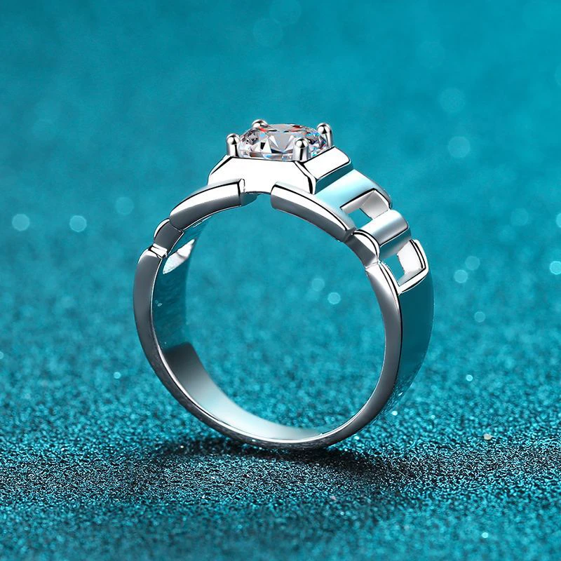 NeeTim 1ct Moissanite Ring For Man 925 Sterling Silver Engagement Wedding Band With Certificate Men Ring Fine Jewelry Wholesale - Image 4