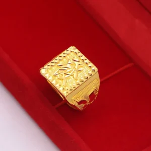 Luxury design New 9999 24K real gold ring men's domineering and prosperous open ring Give a gift to your boyfriend