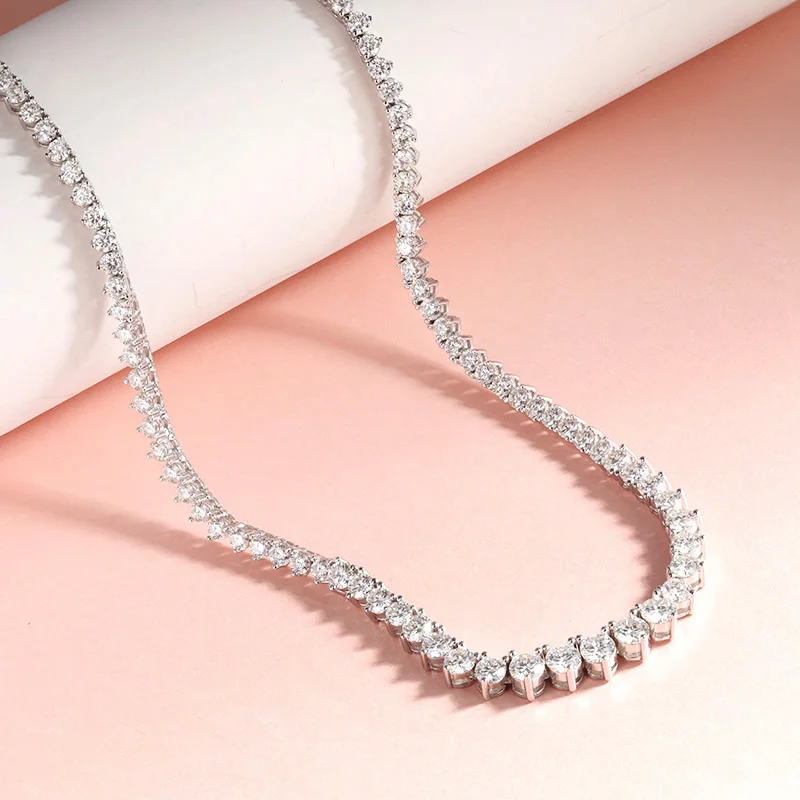 Smyoue 3 Claws Gradient Moissanite Tennis Necklace for Women Sparkling Full Diamond Luxury Jewelry Sterling Silver 925 Chain - Image 3