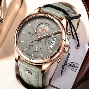 POEDAGAR Luxury Brand Man Watch Chronograph Waterproof Date Leather Watch For Men Casual Male Clock Sports Men's Quartz Watches
