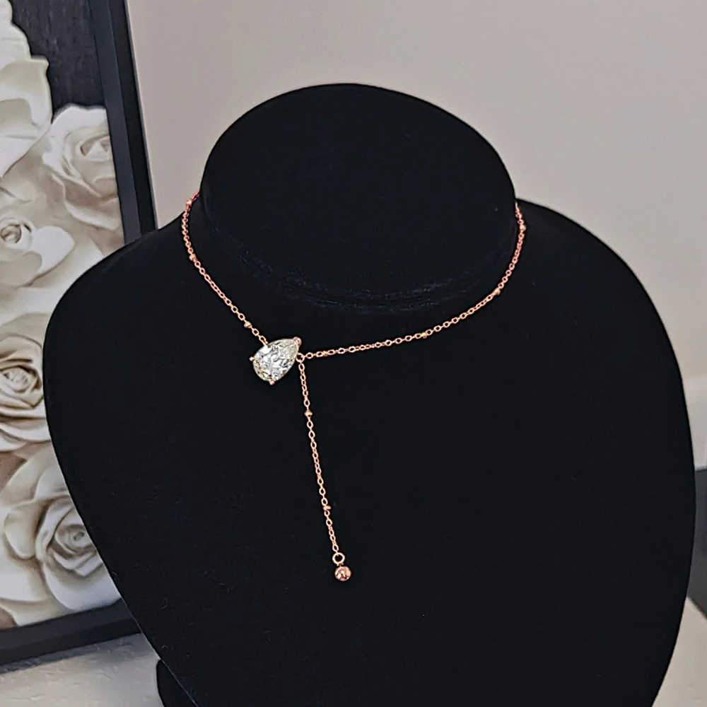 Certified 1/2/3Carat Waterdrop Moissanite Pendant Necklace For Woman S925 Silver Y-Style Pear Cut Solitaire Diamond Neckchain - Image 8