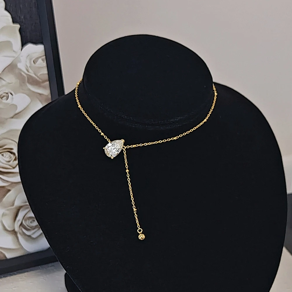 Certified 1/2/3Carat Waterdrop Moissanite Pendant Necklace For Woman S925 Silver Y-Style Pear Cut Solitaire Diamond Neckchain - Image 3