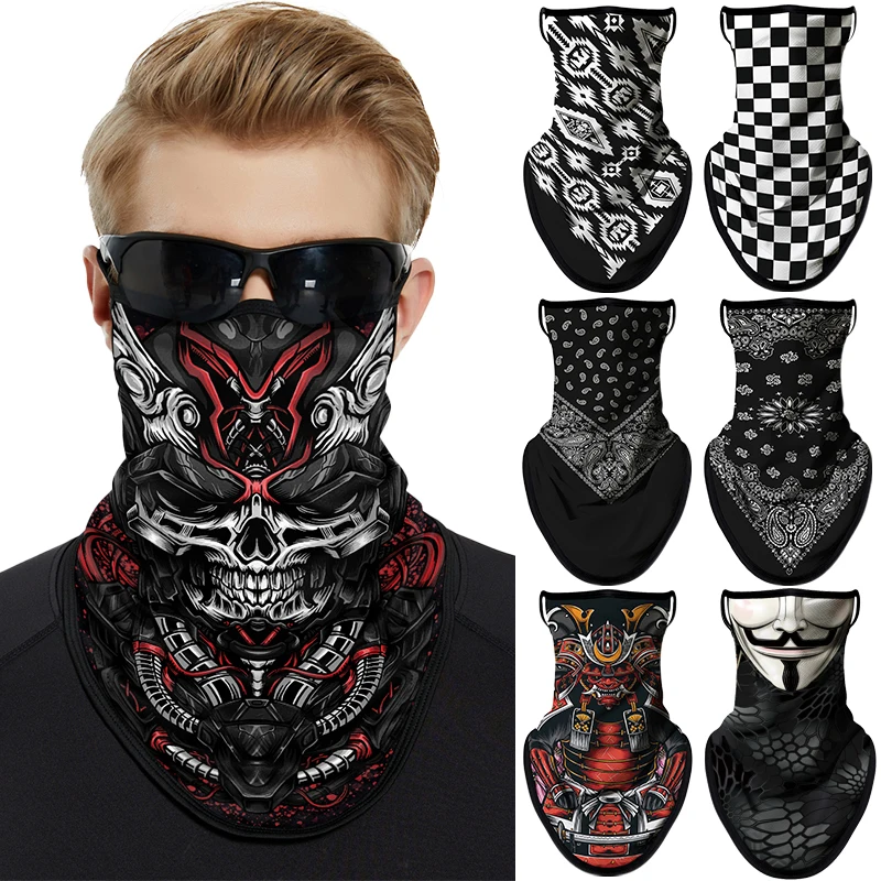 Motorcycle Sun Protection Cycling Scarf Mask Balaclava Skull Multifunction Earloop Neck Mask Unisex Hiking Windproof Neck Cover