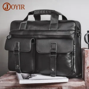 JOYIR Genuine Leather Men's Briefcases 15.6" Laptop Bag Office Bags for Men Document Business Shoulder Messenger Bag Handbag