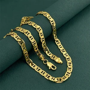 Luxury 24K 9999 Pure Gold real gold Men's 6MM Japanese Necklace Cuba Necklace 45cm 50cm 55cm 60cm