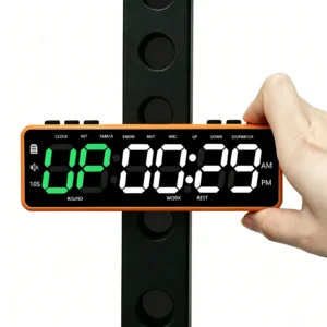 V30A-6-Digit Fitness Timer, Portable Multifunctional Timer, 9 Training Modes, Shutdown Memory Function and Magnetic Back Panel
