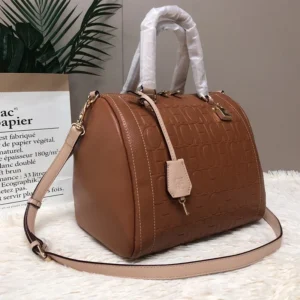 CH Carolina Herrera Boston Bag Women Leather Embossed Logo Shoulder Bag Luxury Travel Handbag Large Capacity