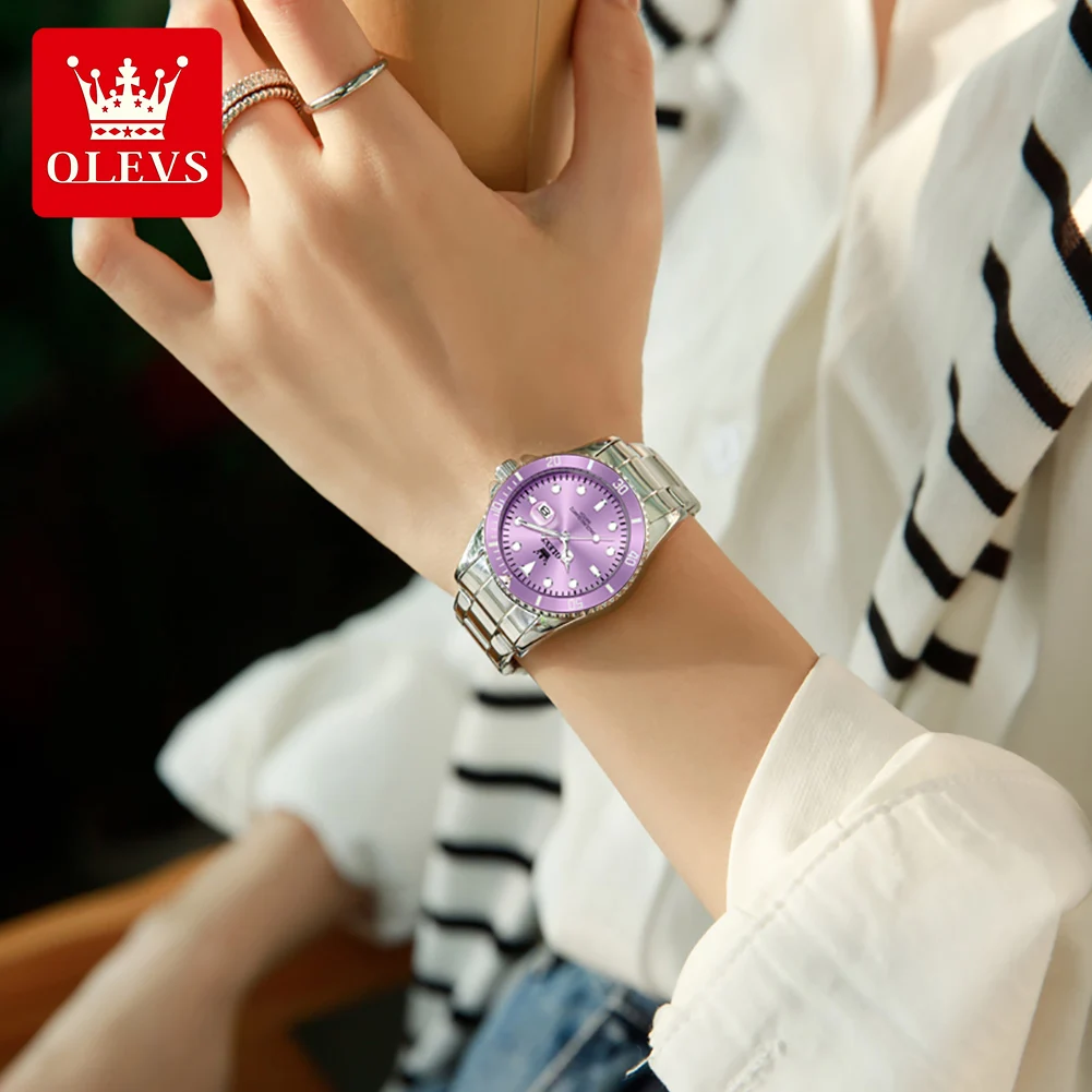 OLEVS 5885 Original Quartz Watch Women Fashion Rotating Dial Stainless Steel Strap Waterproof Casual Ladies' Watch - Image 3