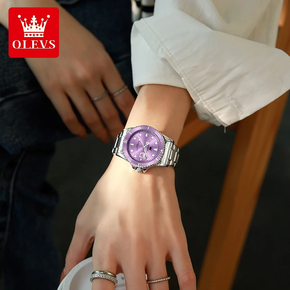 OLEVS 5885 Original Quartz Watch Women Fashion Rotating Dial Stainless Steel Strap Waterproof Casual Ladies' Watch - Image 4