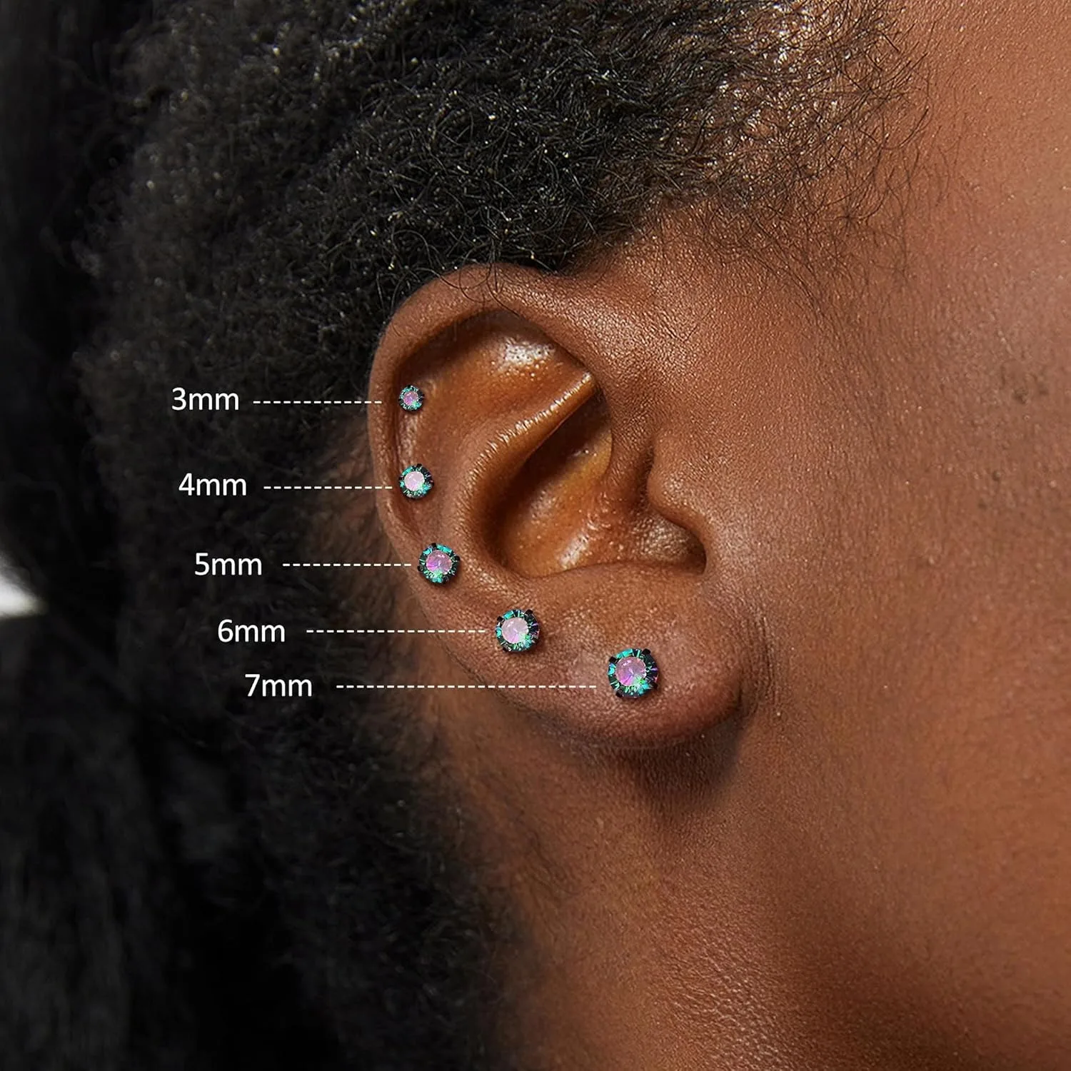 G23 Titanium Screw Back 20G 5A Cubic Zirconia Earrings Studs for Women Men Double Side Earrings Piercing Sleeper Studs Jewelry - Image 3