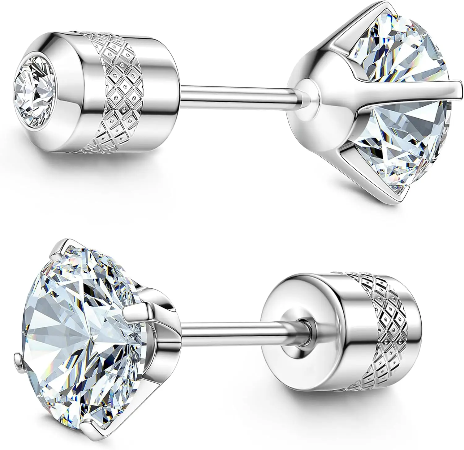 G23 Titanium Screw Back 20G 5A Cubic Zirconia Earrings Studs for Women Men Double Side Earrings Piercing Sleeper Studs Jewelry - Image 8