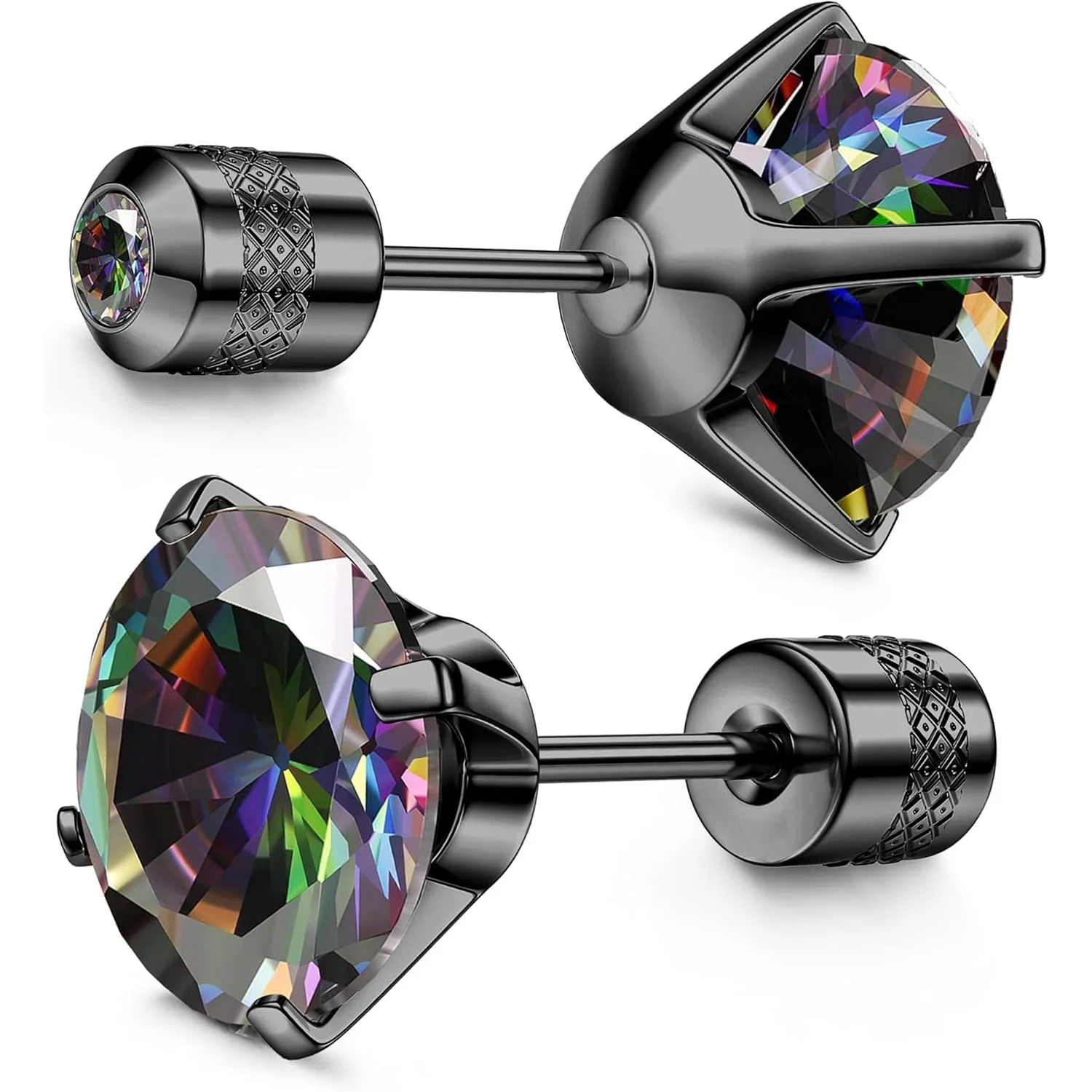 G23 Titanium Screw Back 20G 5A Cubic Zirconia Earrings Studs for Women Men Double Side Earrings Piercing Sleeper Studs Jewelry