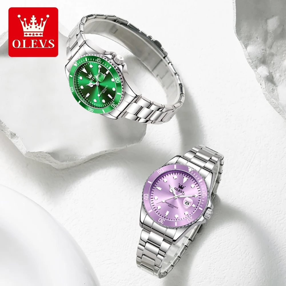 OLEVS 5885 Original Quartz Watch Women Fashion Rotating Dial Stainless Steel Strap Waterproof Casual Ladies' Watch - Image 2