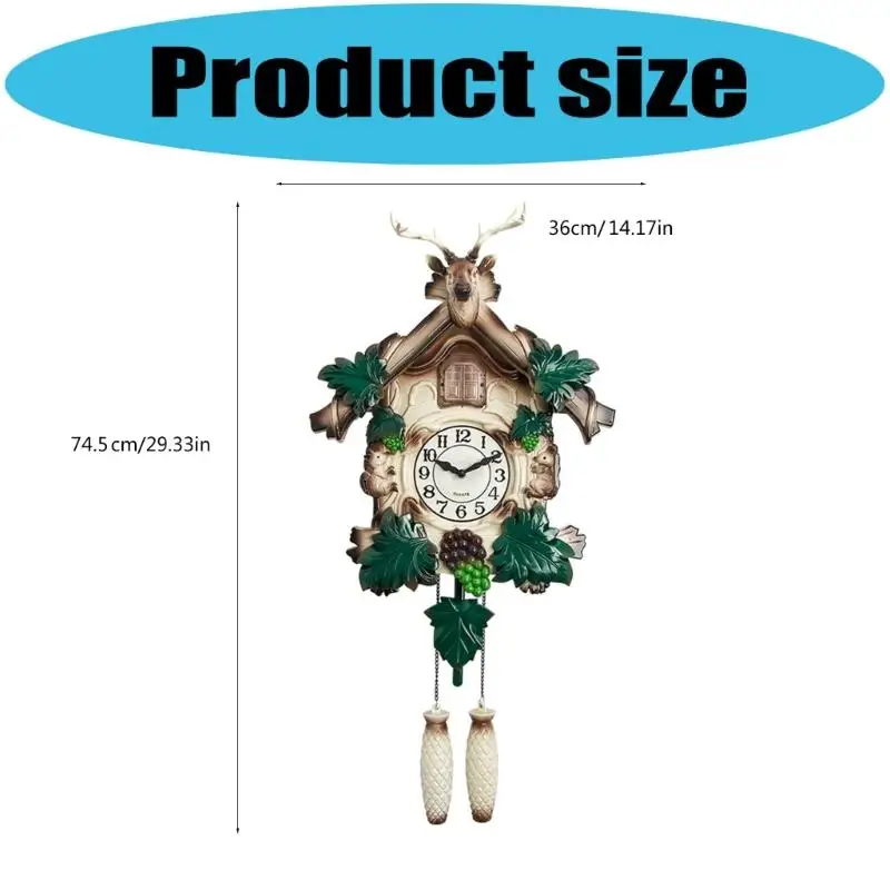 G6KF Easy to Install Wall Hanging Cuckoo Clock European Retro Styles Deer Head Sculpture Wall Clock Including Quiet Movement - Image 6