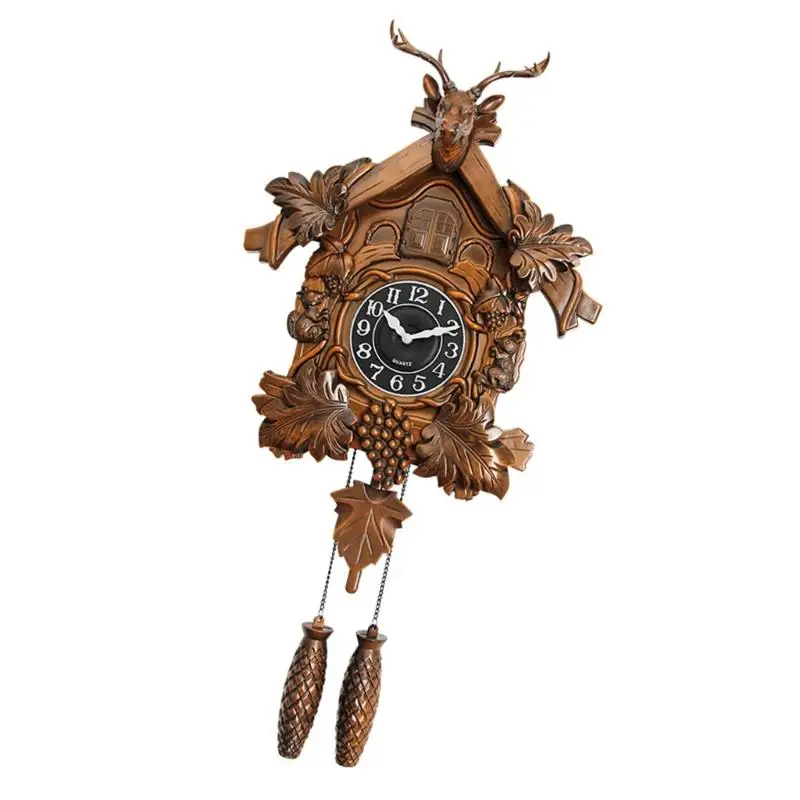 G6KF Easy to Install Wall Hanging Cuckoo Clock European Retro Styles Deer Head Sculpture Wall Clock Including Quiet Movement - Image 5