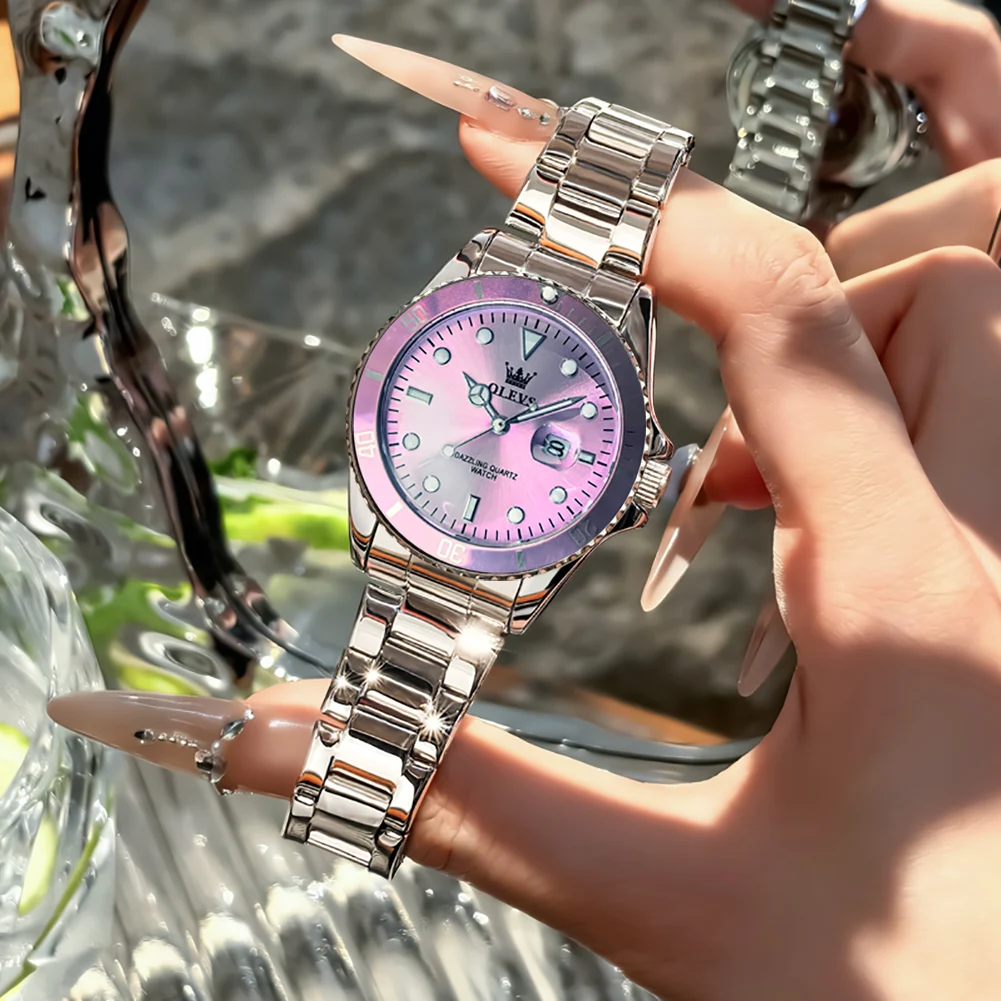 OLEVS 5885 Original Quartz Watch Women Fashion Rotating Dial Stainless Steel Strap Waterproof Casual Ladies' Watch - Image 9