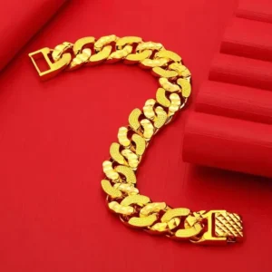 24K 9999 Real Gold Yellow Gold Men's Domineering Bracelet - Ideal for the Boss - like Man