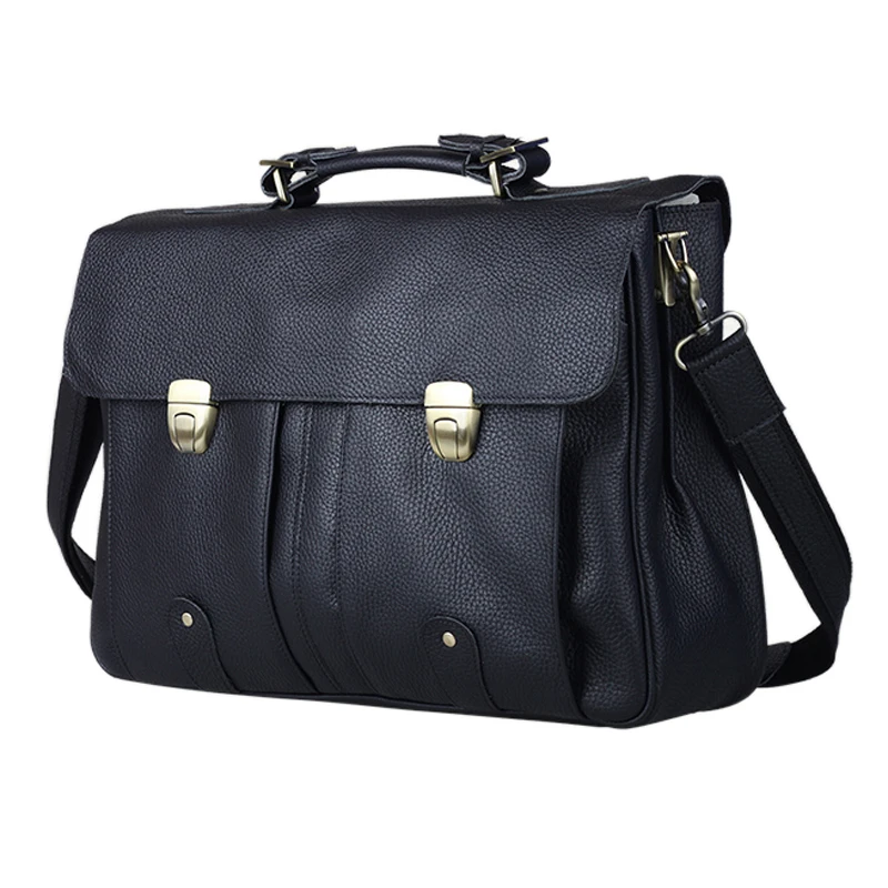 High Quality Cowhide Genuine Leather Briefcase for Men Business Bag 15.6"Laptop Case Male Portfolio Attache Office messenger bag