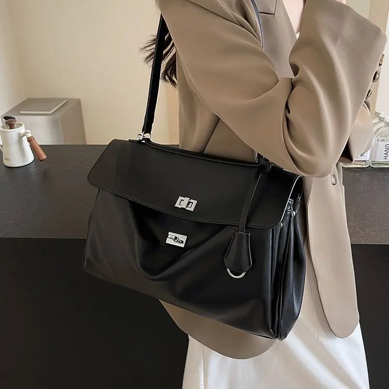New Stylish Large-capacity Platinum Bag, Women's Casual Versatile Commuting Crossbody Bag, Modern Neutral Business Handbag - Image 4