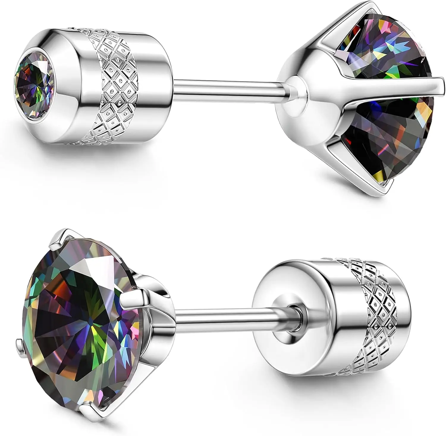 G23 Titanium Screw Back 20G 5A Cubic Zirconia Earrings Studs for Women Men Double Side Earrings Piercing Sleeper Studs Jewelry - Image 7
