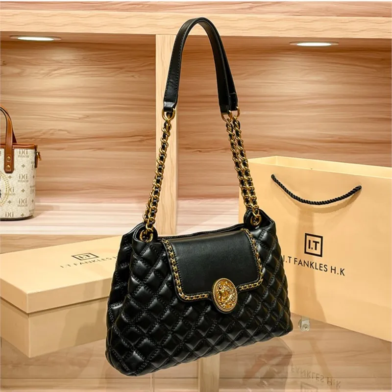 Brand Genuine Leather Chain Bag for Women in 2025, New Designer with a Sense of Luxury, Large Capacity Underarm Shoulder Bag - Image 7