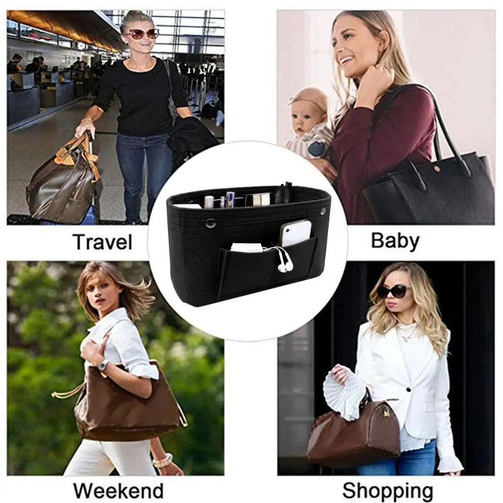 Women's Organizer Handbag Insert Bag Felt Travel Bag Insert Liner Purse Organiser Pouch - Image 3