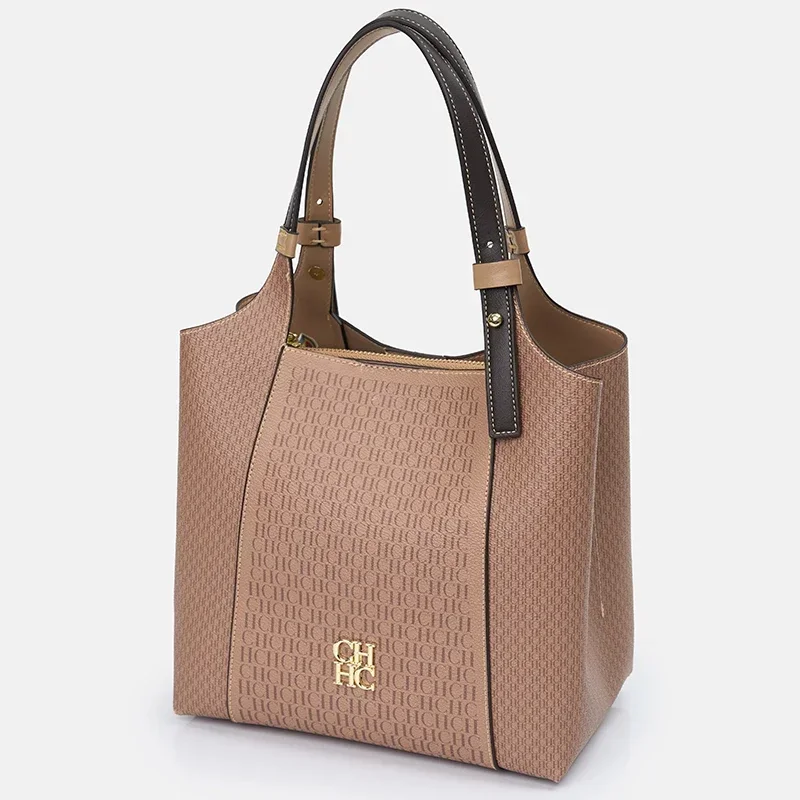CH Light Luxury Maillard Tone Monogram Print Women's Tote Bag - Large-Capacity Multifunctional Stylish Handbag - Image 7