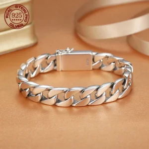 Solid S925 Sterling Silver Bracelet 7MM 8MM 10MM Punk Argent 925 Silver Jewelry Never Fade Men Jewelry Gifts Past Test