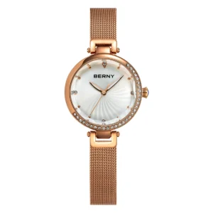 BERNY Women's Watches Luminous Small Dial Luxury Brand Woman Watch Adjustable S/S Strap Elegant Stones Ladies Wristwatch