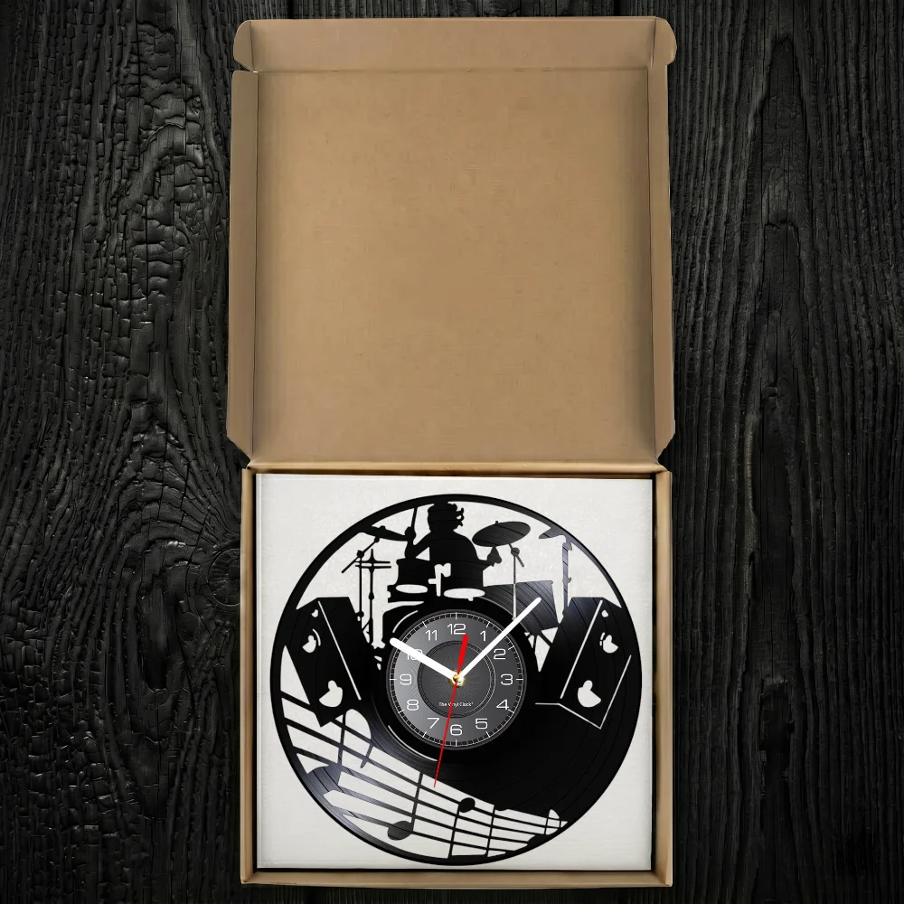 Guitar Vinyl Record Wall Clock with LED Night Light Modern Rock Band Music Instrument Home Decor - Image 6