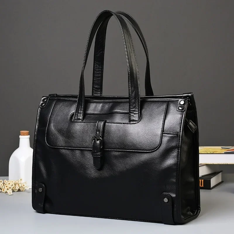 Luxury Men Handbags With Shoulder Strap Crossbody Bag Men Large Capacity Top-Handle Bags Business Laptop Bag Satchels Briefcases - Image 4