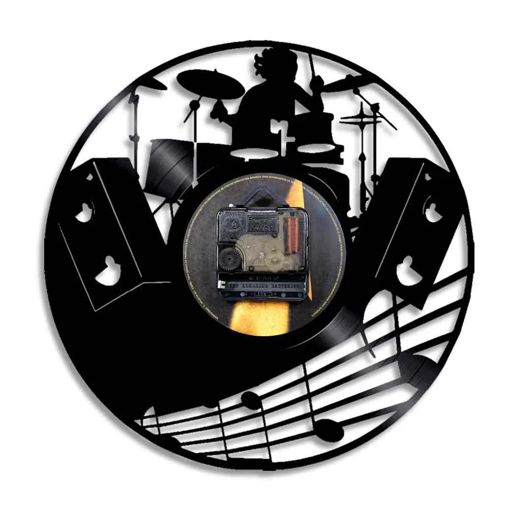 Guitar Vinyl Record Wall Clock with LED Night Light Modern Rock Band Music Instrument Home Decor - Image 3