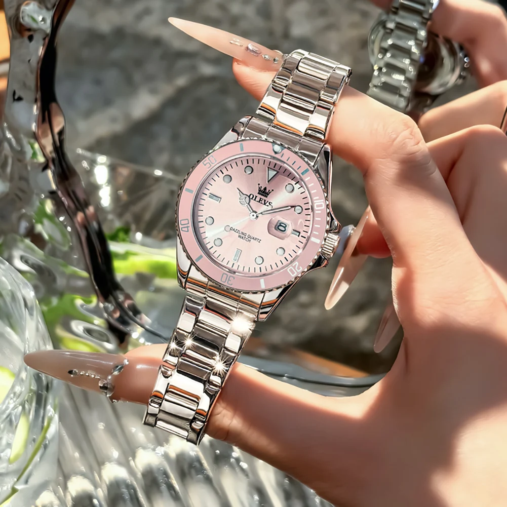 OLEVS 5885 Original Quartz Watch Women Fashion Rotating Dial Stainless Steel Strap Waterproof Casual Ladies' Watch - Image 8