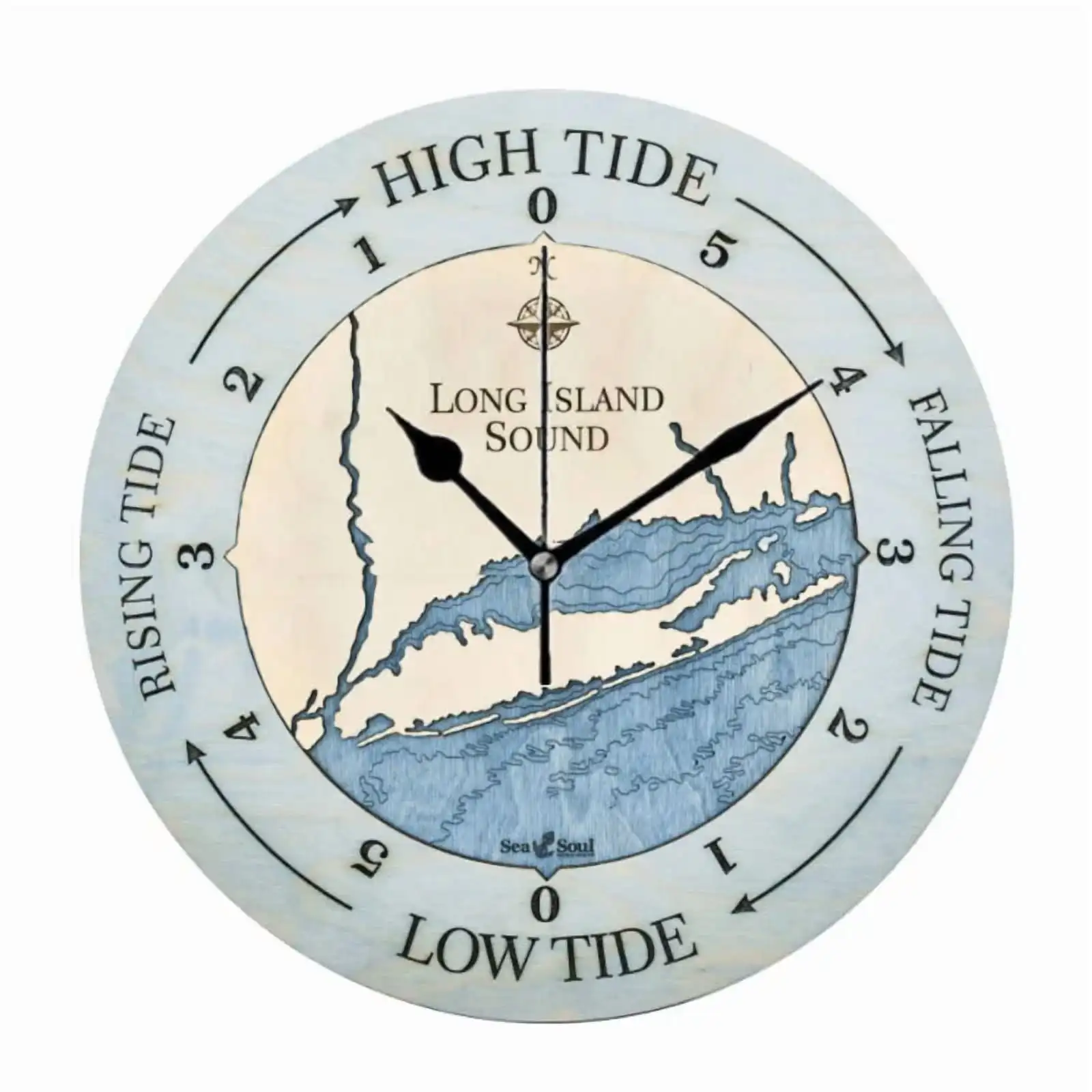 Rustic Beach Ocean Tide Time Wall Clocks Round Large Coastal Nautical Tide Wall Watch Bedroom Home Decor 10in - Image 2