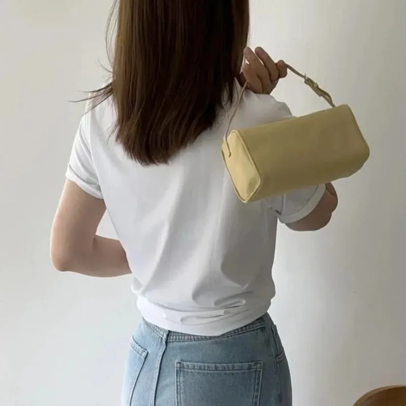 2025 New Luxury 90s Pen Holder Bag Genuine Soft Cowhide & Suede Mini Crossbody Bag Hand-Carry Vintage Shoulder Purse for Women - Image 14