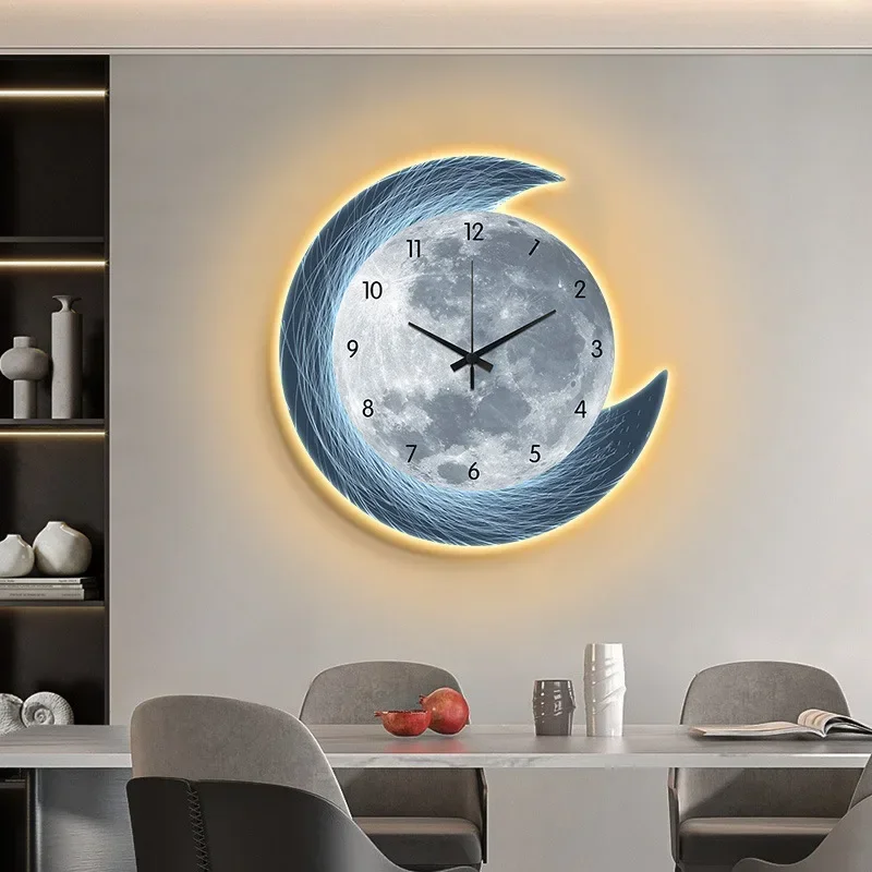 16in Home Quality Wall Clock Dining Room Living Moon The Earth Modelling LED Light Silent Movement Bedroom Clock Wall Decoration - Image 7