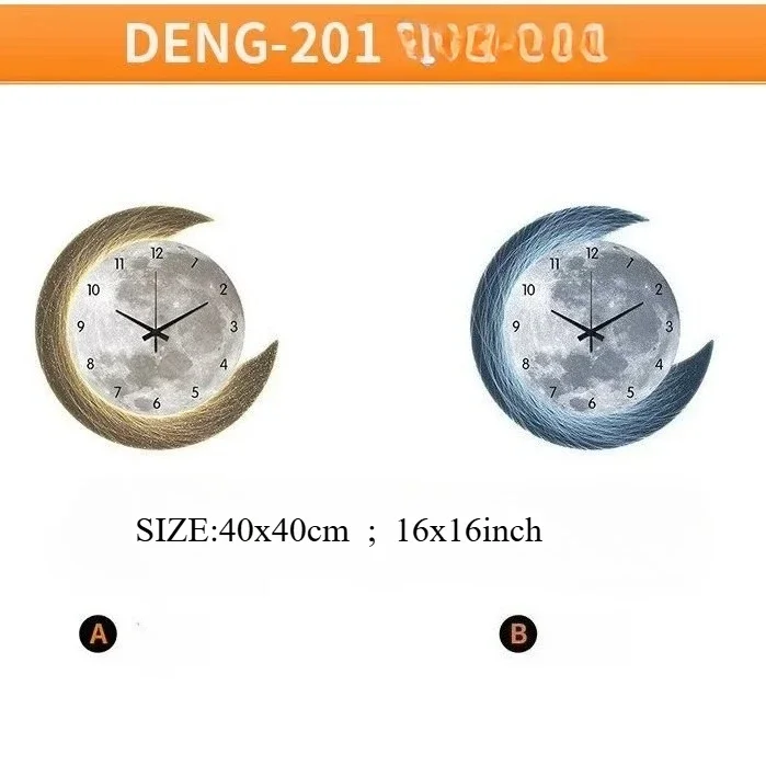 16in Home Quality Wall Clock Dining Room Living Moon The Earth Modelling LED Light Silent Movement Bedroom Clock Wall Decoration - Image 4